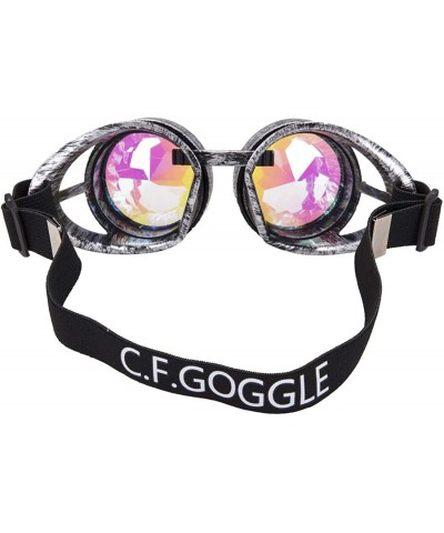 Round Steampunk Goggles Vintage Welding Punk Gothic Glasses Kaleidoscope Glasses - Old Silver(gem) - C018SAUELKT $7.74