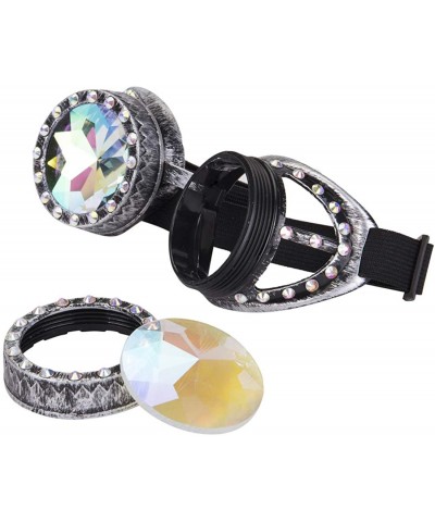 Round Steampunk Goggles Vintage Welding Punk Gothic Glasses Kaleidoscope Glasses - Old Silver(gem) - C018SAUELKT $7.74