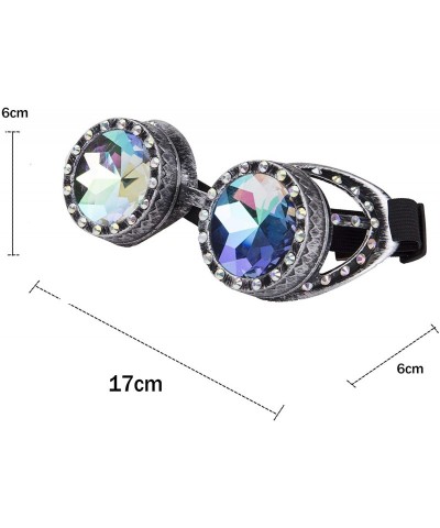 Round Steampunk Goggles Vintage Welding Punk Gothic Glasses Kaleidoscope Glasses - Old Silver(gem) - C018SAUELKT $7.74