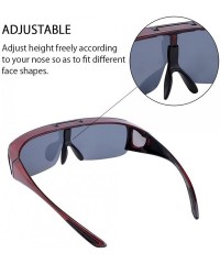 Oversized Mens Polarized Flip Up Fitover Sunglasses with Mirrored Lenses - Wine Red - CW188WT0M52 $19.79