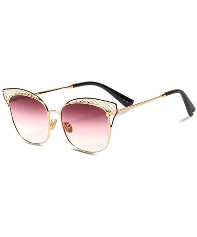 Aviator Women's new sunglasses- fashion metal hollow cat eye sunglasses sunglasses - B - C218S80KM3E $79.13