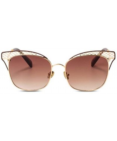 Aviator Women's new sunglasses- fashion metal hollow cat eye sunglasses sunglasses - B - C218S80KM3E $52.06