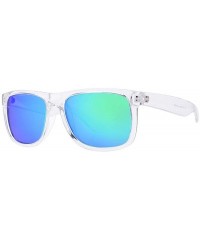 Wayfarer Clear Frame Polarized Square Sunglasses Women Men - UV Protection Color Mirror Lens- Retro Sports Beach - C918GC46XO...