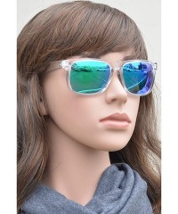 Wayfarer Clear Frame Polarized Square Sunglasses Women Men - UV Protection Color Mirror Lens- Retro Sports Beach - C918GC46XO...