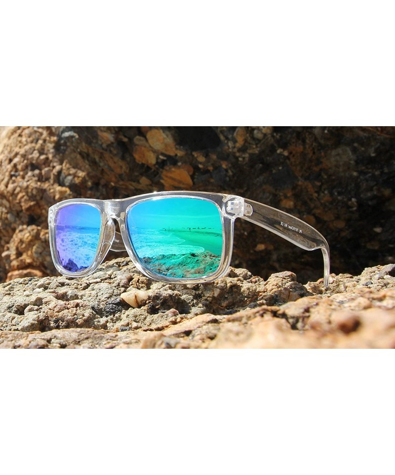 Clear Frame Polarized Square Sunglasses Women Men - UV Protection Color  Mirror Lens- Retro Sports Beach - C918GC46XON