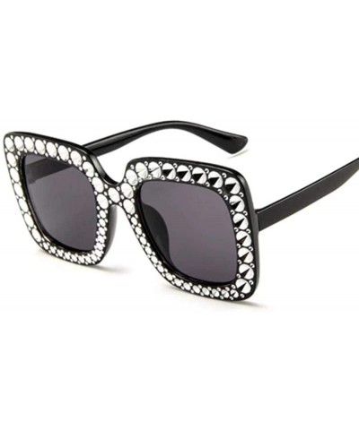 Square Square Diamond Frame Oversized Sunglasses - Glam Shades - Black - CG18XAQUQIT $18.90