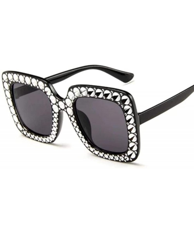 Square Square Diamond Frame Oversized Sunglasses - Glam Shades - Black - CG18XAQUQIT $11.04
