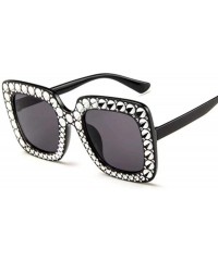 Square Square Diamond Frame Oversized Sunglasses - Glam Shades - Black - CG18XAQUQIT $11.04