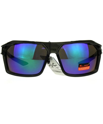 Rectangular Xloop Mens Sunglasses Sports Fashion Rectangular Wrap Frame UV 400 - Grey (Teal Mirror) - CU188Y4E5XA $20.67