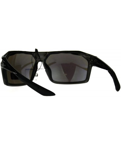 Rectangular Xloop Mens Sunglasses Sports Fashion Rectangular Wrap Frame UV 400 - Grey (Teal Mirror) - CU188Y4E5XA $20.67