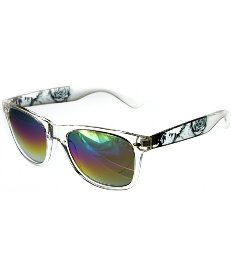 Wayfarer Love Wins" Wayfarer Sunglasses with Rainbow Revo Lens for Stylish Men and Women - Clear W/ Rainbow Lens - C41240TODK...