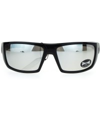 Rectangular Mens Sunglasses Biker Wrap Around Rectangle Frame UV 400 - Black White (Silver Mirror) - C8186OWIXCI $12.73