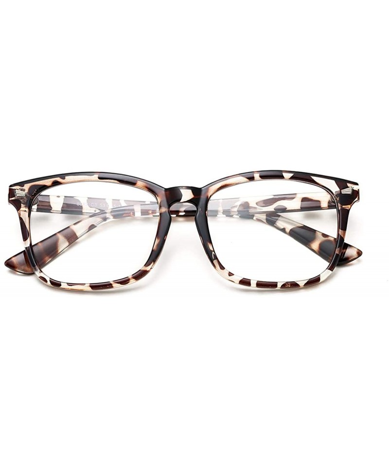 Aviator Clear Lens Glasses Square Frame Eyeglasses Non-prescription Eyewear for Men and Women - 01 Leopard - C318Q4ITDEW $9.61