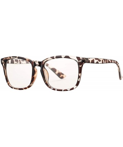 Aviator Clear Lens Glasses Square Frame Eyeglasses Non-prescription Eyewear for Men and Women - 01 Leopard - C318Q4ITDEW $9.61