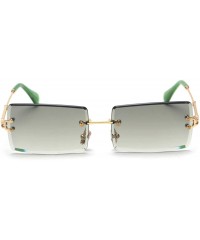 Rimless Fashion Rimless Sunglasses Women Accessories Rectangle Female Sun Glasses Green Black Brown Square Eyewear - CJ18T0YH...