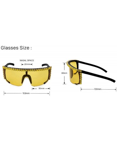 Oversized One piece Rhinestone Sunglasses Blingbling Fashion2019 - Black - C618A753HQQ $14.82