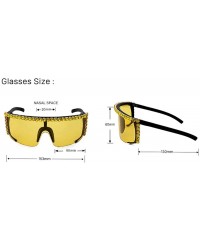 Oversized One piece Rhinestone Sunglasses Blingbling Fashion2019 - Black - C618A753HQQ $30.04