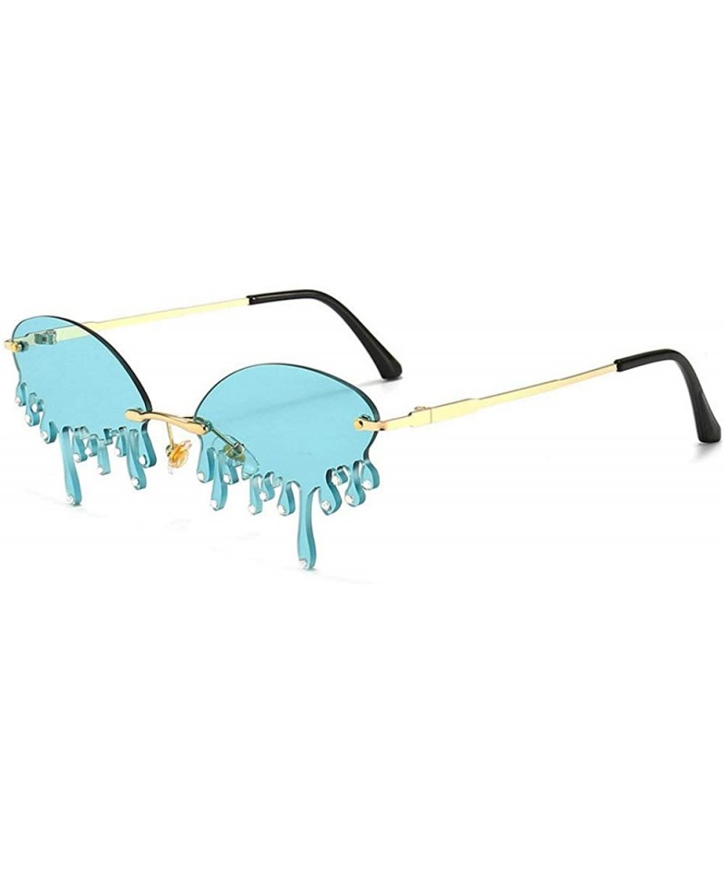 Rimless Diamond Rimless Rhinestone Sunglasses Vintage - Blue - C61904TRC58 $13.20