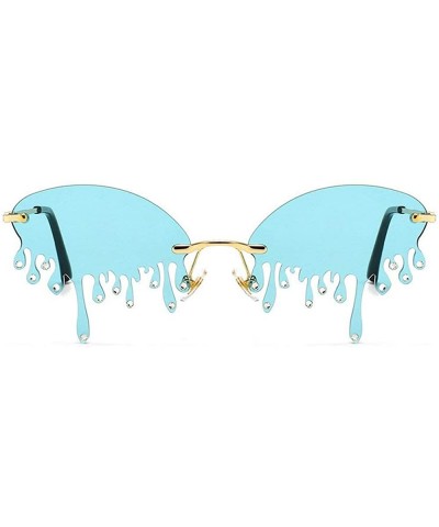 Rimless Diamond Rimless Rhinestone Sunglasses Vintage - Blue - C61904TRC58 $13.20