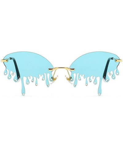 Rimless Diamond Rimless Rhinestone Sunglasses Vintage - Blue - C61904TRC58 $13.20