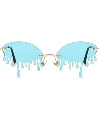 Rimless Diamond Rimless Rhinestone Sunglasses Vintage - Blue - C61904TRC58 $13.20