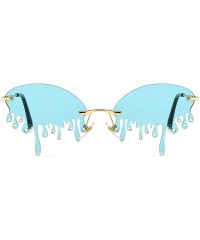 Rimless Diamond Rimless Rhinestone Sunglasses Vintage - Blue - C61904TRC58 $13.20