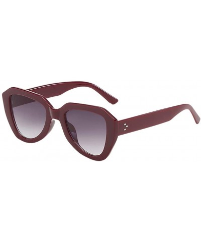 Round Man Women Fashion Irregular Shape Sunglasses Vintage Glasses Retro Style Sunglasses - Wine Red - CJ18S6URL93 $7.54