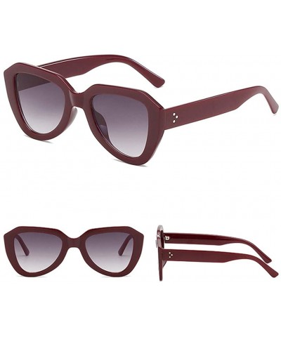 Round Man Women Fashion Irregular Shape Sunglasses Vintage Glasses Retro Style Sunglasses - Wine Red - CJ18S6URL93 $7.54