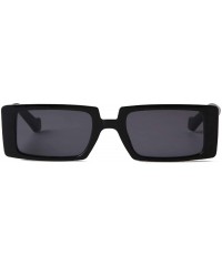 Square Vintage Rectangle Sunglasses for Women Retro Fashion Sun Glasses Shades - Black Frame/Grey Lens - C8196U8I48O $13.16