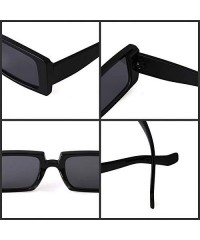 Square Vintage Rectangle Sunglasses for Women Retro Fashion Sun Glasses Shades - Black Frame/Grey Lens - C8196U8I48O $13.16