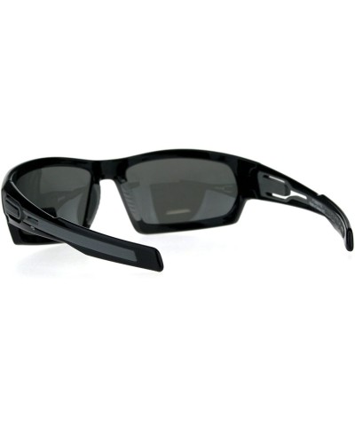 Rectangular Mens Polarized Rectangular Warp Biker Plastic Sport Sunglasses - All Black - C018D8LDLGC $12.11