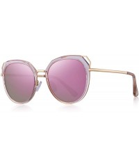 Cat Eye Polarized Sunglasses for Women - Cat Eye Metal Frame Sunglasses UV400 - Pink Mirror - CM18R55GYXW $20.41