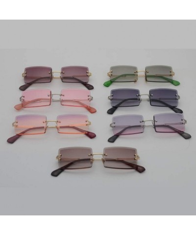 Rimless Fashion Rimless Sunglasses Women Accessories Rectangle Female Sun Glasses Green Black Brown Square Eyewear - CJ18T0YH...