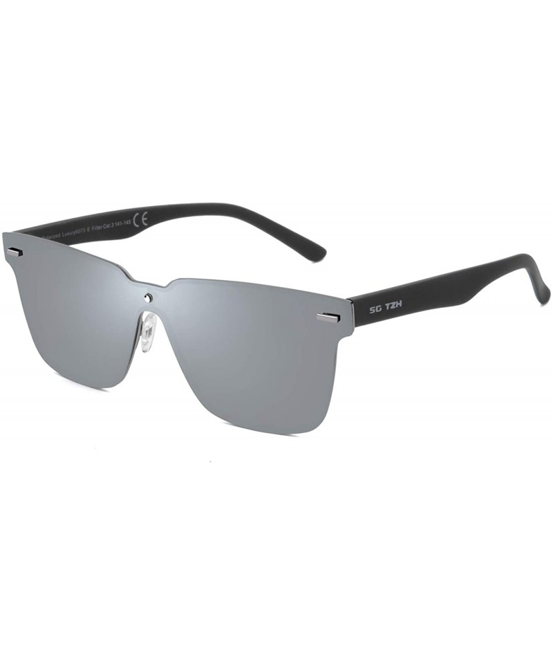 Square Rimless Mirrored Sunglasses One Piece Frameless Eyeglasses Men Women-100% UV400 Protection-Tr90 Unbreakable Frame - CO...