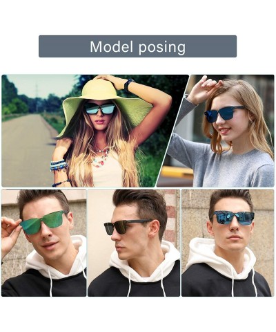 Square Rimless Mirrored Sunglasses One Piece Frameless Eyeglasses Men Women-100% UV400 Protection-Tr90 Unbreakable Frame - CO...