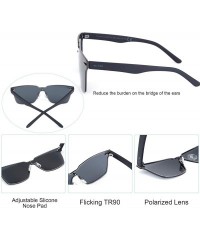 Square Rimless Mirrored Sunglasses One Piece Frameless Eyeglasses Men Women-100% UV400 Protection-Tr90 Unbreakable Frame - CO...