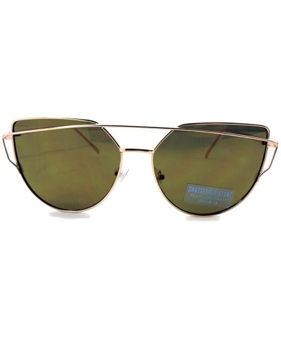 Cat Eye Cats Eye Shape Sunglasses Metal Vintage Mirrored Women UV 400 - Brown - Frame on Frame Design - C618EOM057N $13.85