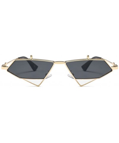 Cat Eye Flip Up Sunglasses Men Punk Triangle Vintage Sun Glasses for Women Accessories - Gold With Black - CG18H559SX9 $9.85