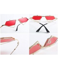 Cat Eye Flip Up Sunglasses Men Punk Triangle Vintage Sun Glasses for Women Accessories - Gold With Black - CG18H559SX9 $9.85