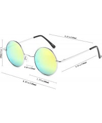 Aviator John Lennon Vintage Round Polarized Hippie Sunglasses Small Circle Sun Glasses - Gold Lens/Silver Frame - CF1860TYYL2...