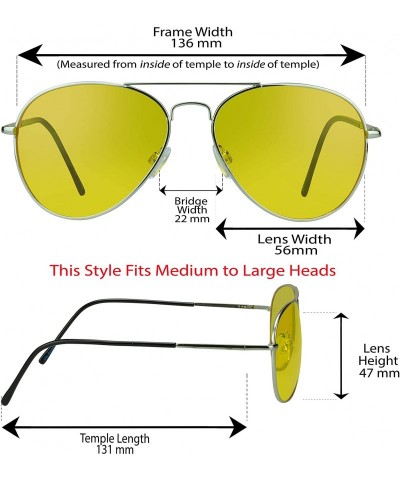 Aviator YELLOW Lens Aviator Glasses Teardrop Night Vision Driving - CB12EXJTP97 $12.78