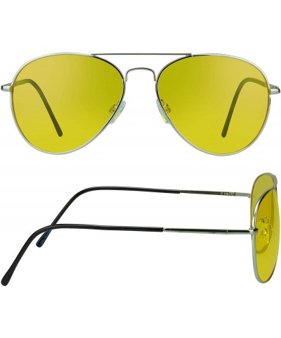 Aviator YELLOW Lens Aviator Glasses Teardrop Night Vision Driving - CB12EXJTP97 $12.78