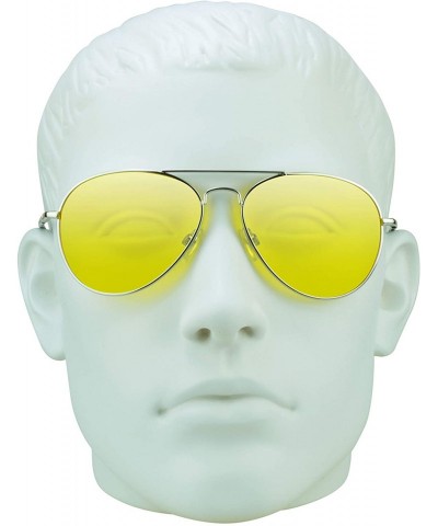 Aviator YELLOW Lens Aviator Glasses Teardrop Night Vision Driving - CB12EXJTP97 $12.78