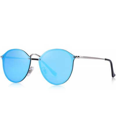 Round Men/Women Retro Oval Sunglasses 100% UV Protection S6308 - Blue - CC188Y74Q7Y $31.51