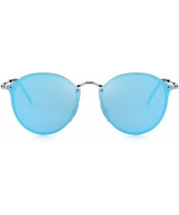 Round Men/Women Retro Oval Sunglasses 100% UV Protection S6308 - Blue - CC188Y74Q7Y $27.06
