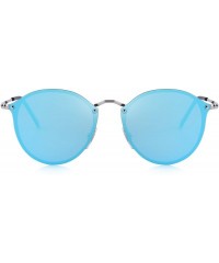 Round Men/Women Retro Oval Sunglasses 100% UV Protection S6308 - Blue - CC188Y74Q7Y $27.06