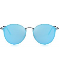 Round Men/Women Retro Oval Sunglasses 100% UV Protection S6308 - Blue - CC188Y74Q7Y $17.42