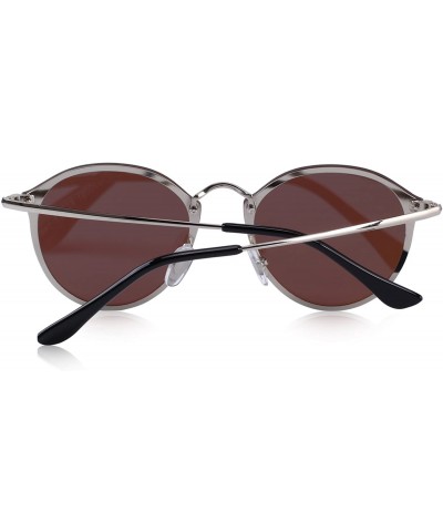 Round Men/Women Retro Oval Sunglasses 100% UV Protection S6308 - Blue - CC188Y74Q7Y $27.06