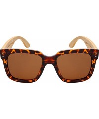 Square Wood Bamboo Sunglasses for Men Polarized Women Bamboo Square 541102BM-P - CE18M7TD78U $13.41