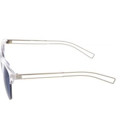 Oversized Semi Rimless Wire Hook Temples Square Lens Horn Rimmed Sunglasses 56mm - Frost-silver / Smoke - C012NT8G3J2 $12.61